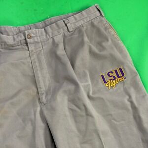 VTG LSU Tigers Sahara‎ Chino Pants Mens 36/30 Pleated Khaki Embroidered USA Made